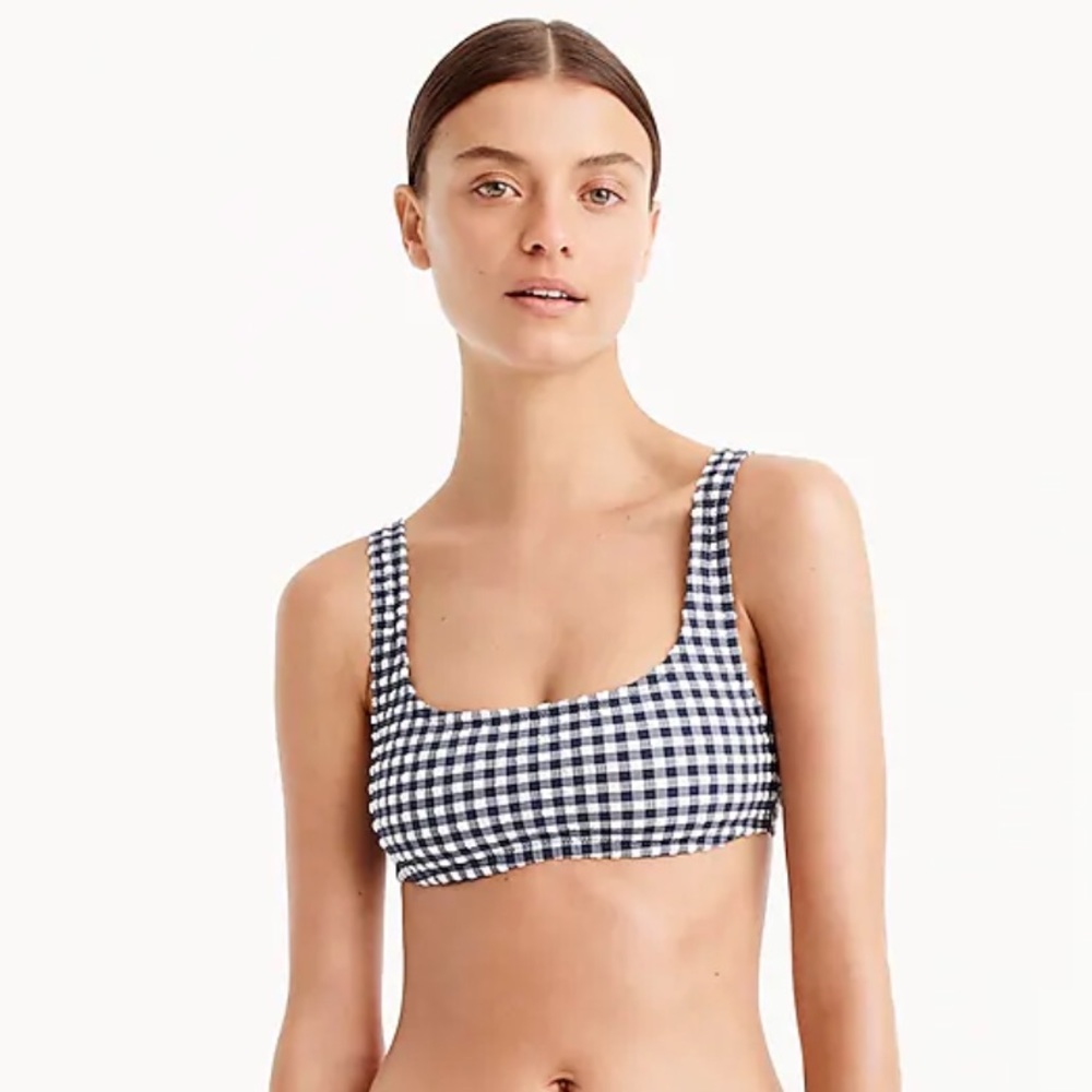J.Crew Gingham Scoop Bikini Top